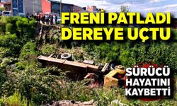 Freni patlayan vinç dereye uçtu : Sürücü hayatını kaybetti