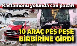 Kar yağışı zincirleme kazayı beraberinde getirdi: 10 aracın karıştığı kazada 6 kişi yaralandı