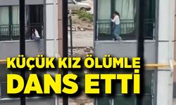 Camdan çıkıp korkulukta yürüyen çocuk korkuttu