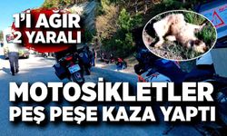 Motosikletler peş peşe kaza yaptı: 2 yaralı
