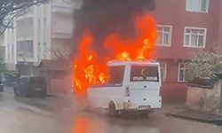 Park halindeki yolcu minibüsü alevlere teslim oldu