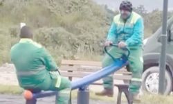 Tahteravalliye binen temizlik işçileri güldürdü