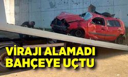 Virajı Alamayan Otomobil Bahçeye Uçtu: 1 Yaralı