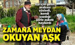 86 yaşında eşi için gelin arabası süsledi, kendi yazdığı şiirle aşkını haykırdı