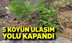 Heyelan sebebiyle 5 köye ulaşım sağlanan yol kapandı