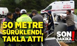 Şarampole uçan otomobilde can pazarı! Karı koca araçta sıkıştı