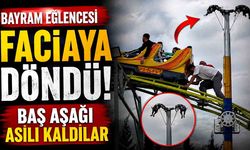 Bayram eğlencesi kabusa döndü: Metrelerce yüksekte baş aşağı asılı kaldılar