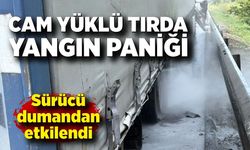 Cam yüklü tırda yangın paniği