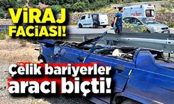 Virajı alamadı, bariyerleri biçti!