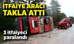 Yangına giderken kaza: İtfaiye aracı takla attı