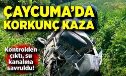 Çaycuma’da otomobil kanala uçtu! 2 kişi yaralandı