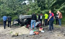 Kediye çarpmamak için manevra yapınca araç plaja uçtu: 4 yaralı