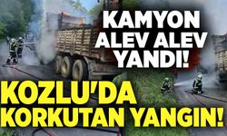 Kozlu'da korkutan yangın : Kamyon alev alev yandı!