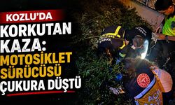 Kozlu’da korkutan kaza: Motosiklet sürücüsü çukura düştü
