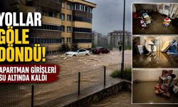Sağanak sonrası yollar göle döndü! Apartmanların girişlerini su bastı