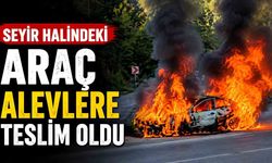 Seyir halindeki araç alevlere teslim oldu