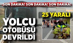 Susurluk'ta yolcu otobüsü devrildi: 25 yaralı