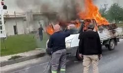 Yanan Kamyonete İlk Müdahaleyi Beton Mikseri Yaptı