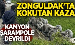 Zonguldak’ta kokutan kaza: Kamyon şarampole devrildi