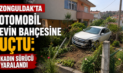Zonguldak’ta otomobil evin bahçesine uçtu:  Kadın sürücü yaralandı