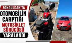 Zonguldak'ta otomobilin çarptığı motosiklet sürücüsü yaralandı