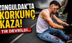 Zonguldak’ta Feci Kaza Kamerada! Kontrolden Çıkan Tır Devrildi