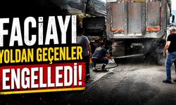 Kamyon Alev Aldı!  Yoldan Geçenler Seferber Oldu