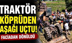 Traktör köprüden aşağı uçtu! Yaralı için muhtar ve ekipler seferber oldular