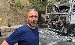 Cam madeni yüklü tır seyir halindeyken alev topuna döndü