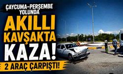 Çaycuma-Perşembe yolunda akıllı kavşakta kaza: 2 araç çarpıştı!