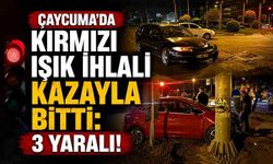 Çaycuma'da kırmızı ışık ihlali kazayla bitti: 3 yaralı!