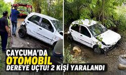 Çaycuma'da otomobil dereye uçtu! 2 kişi yaralandı