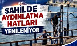 Sahilde aydınlatma hatları yenileniyor