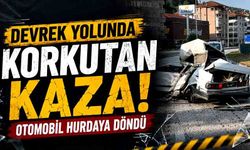 Devrek Yolunda Korkutan Kaza! Otomobil Hurdaya Döndü