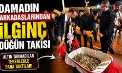 Damadın arkadaşlarından ilginç düğün takısı