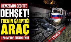 Yük treni hafif ticari aracı 120 metre sürükledi: 2 yaralı