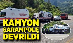 Kamyon şarampole devrildi: 2 yaralı