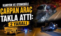 Kamyon ve otomobile çarpan araç takla attı: 2 yaralı