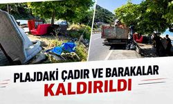 Plajdaki çadır ve barakalar kaldırıldı