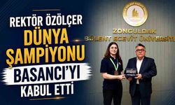 Rektör Özölçer Dünya Şampiyonu Basancı’yı kabul etti