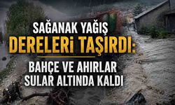 Sağanak yağış dereleri taşırdı: Bahçe ve ahırlar sular altında kaldı