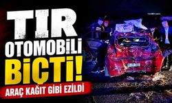 Tır Otomobili Biçti! Araç Kağıt Gibi Ezildi