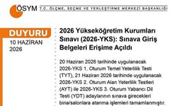 YKS giriş belgeleri erişime açıldı
