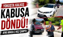 Yokuşta kalkış kabusa döndü! Aynı araca 3 kez çarptı