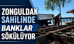 Zonguldak sahilinde banklar sökülüyor