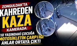 Zonguldak'ta 10 yaşındaki çocuğa motosikletin çarpma anı kamerada