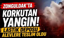 Zonguldak’ta korkutan yangın! Lastik deposu alevlere teslim oldu