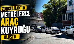 Zonguldak'ta metrelerce araç kuyruğu oluştu