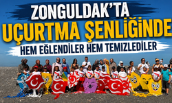 Zonguldak’ta uçurtma şenliğinde hem eğlendiler hem temizlediler
