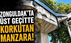 Zonguldak’ta üst geçitte korkutan manzara!